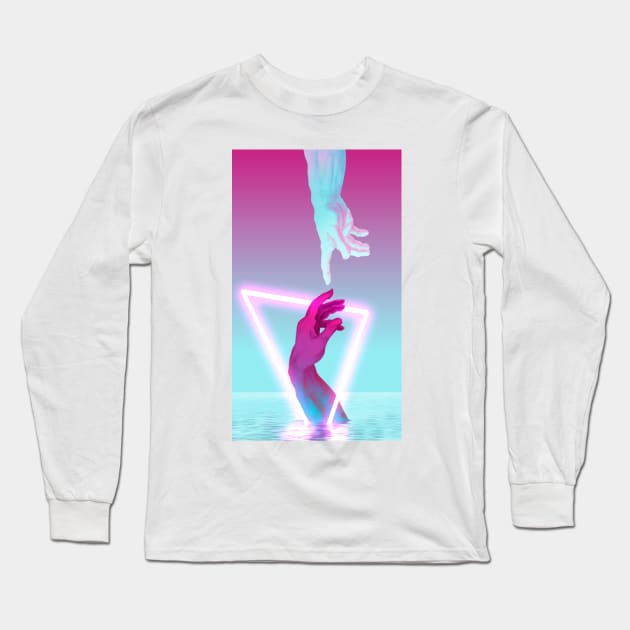 vaporwave creation of adam Long Sleeve T-Shirt by  Grimmlohk_designs